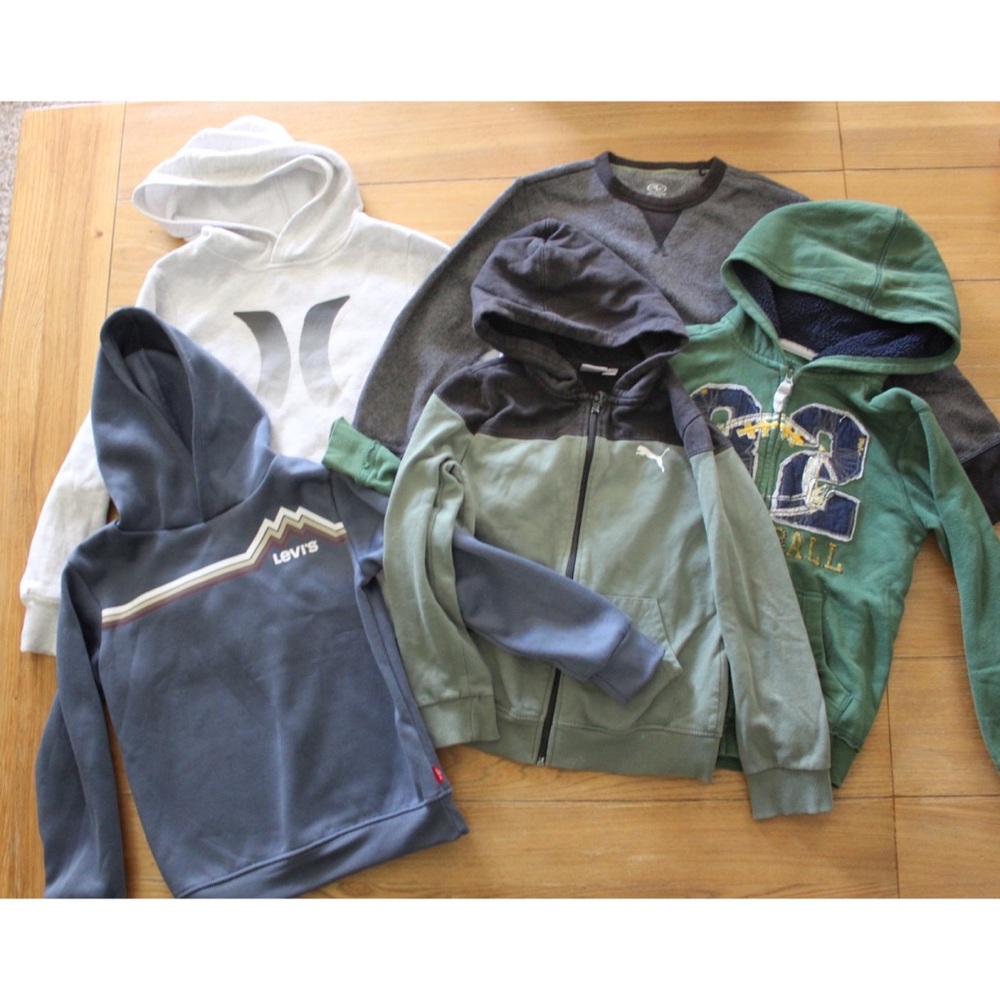 Boys (5) Piece Hoodie Lot Preowned Levi’s Puma Hurley Size 7
